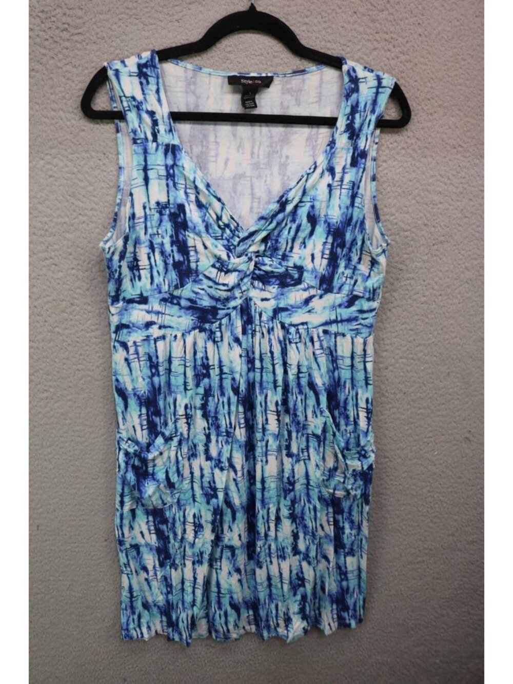 Style & Co. Sleeveless Babydoll Dress-Pockets-Size Large-Tie Dye-BOHO‎